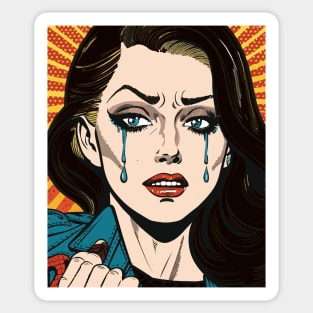 pop art crying girl Sticker